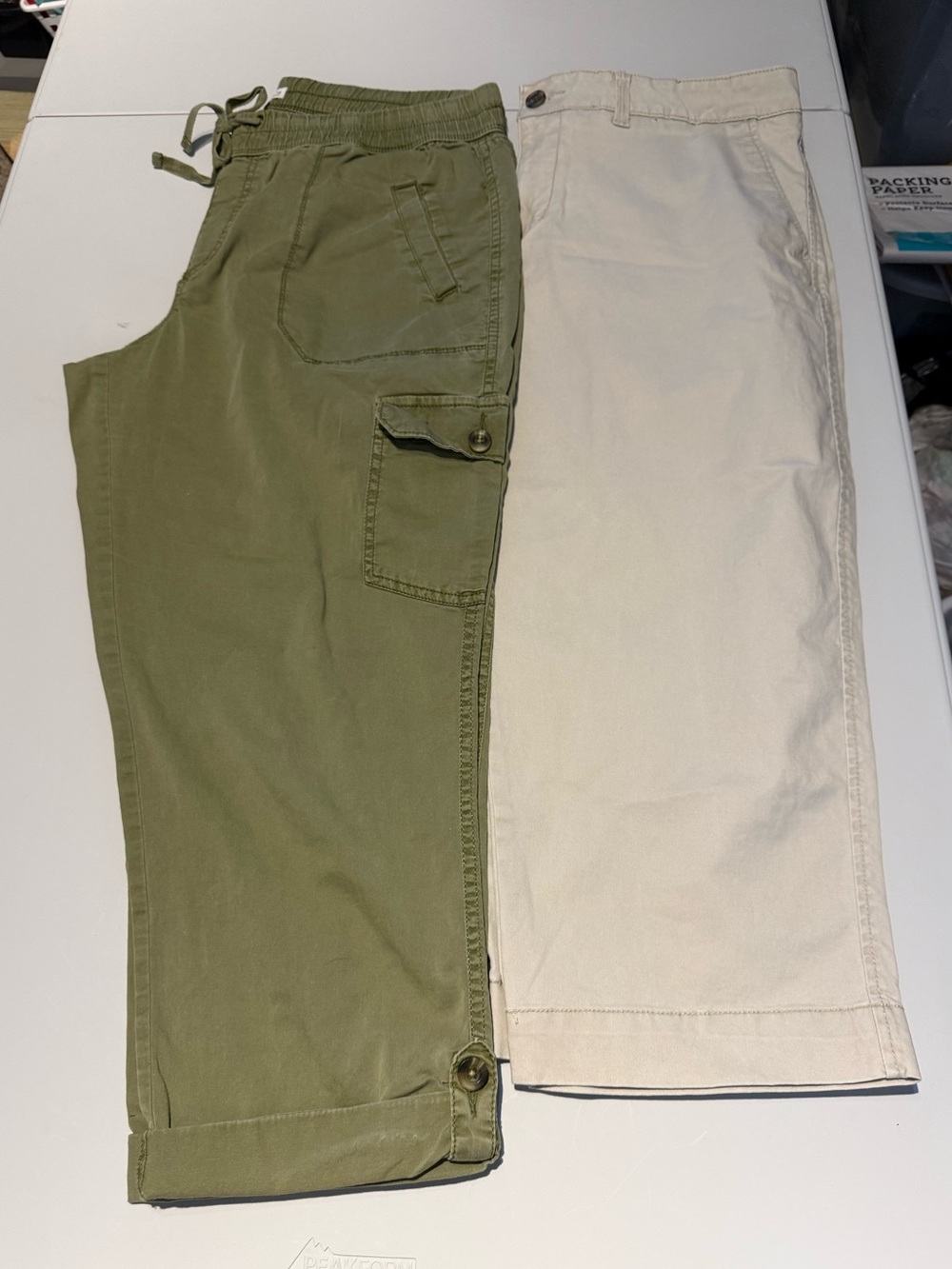 Women’s Sonoma Olive and Khaki Cargo Capri Bundle- sz 14